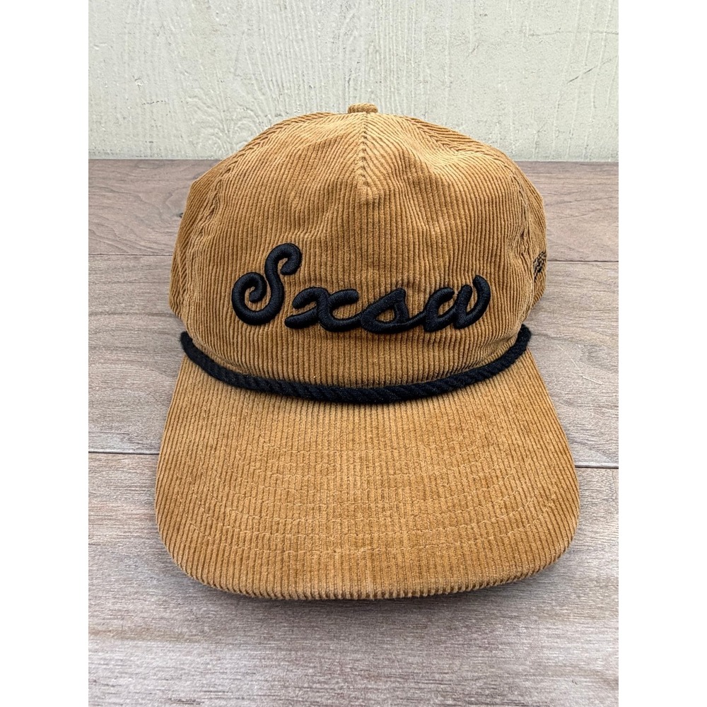 New Era Hat 9TWENTY Adjustable Men's Tan Corduroy SXSW Script Cap